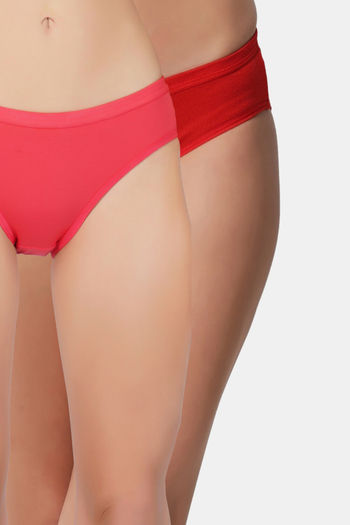 Buy Bleeding Heart Medium Rise Full Coverage Bikini Panty (Pack of 2) - Multicolor